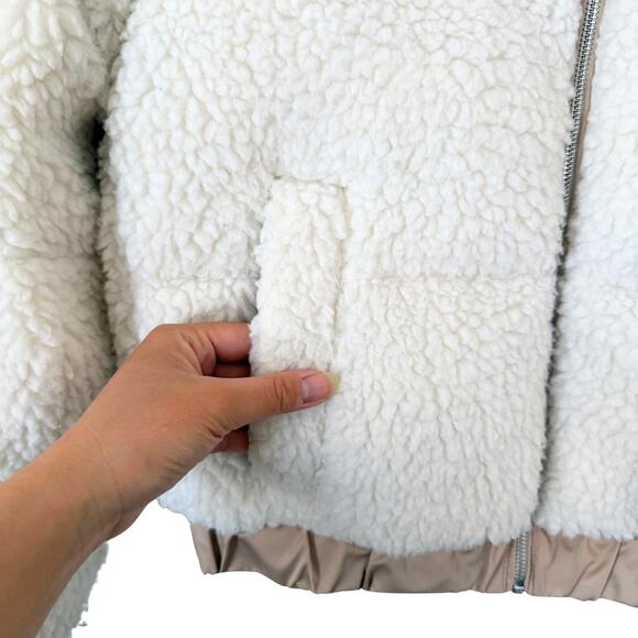 Women's Abercrombie & Fitch Ultra Faux Fur Color Block Mini Puffer Jacket -Small - Picture 4 of 9